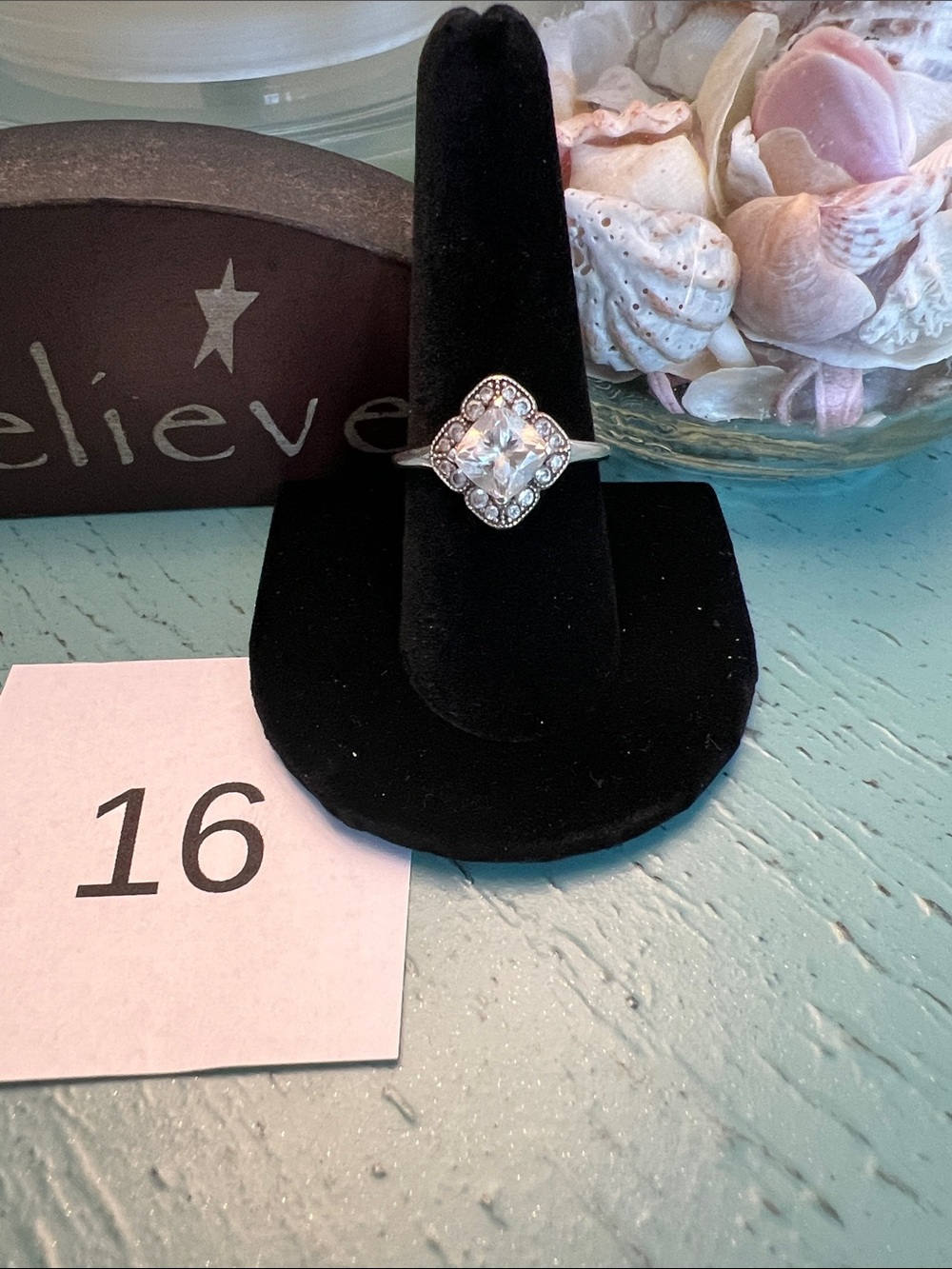 Pandora Crystallized Floral Fancy Ring Size 9